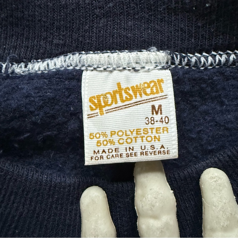 ๐ SOLD ๐ Vintage 80s Navy Blue Blank Raglan Crewneck Sweatshirt Sportswear ~ M - Picture 5 of 6
